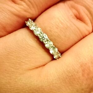 Moissanite Lab Diamond Band Silver Ring